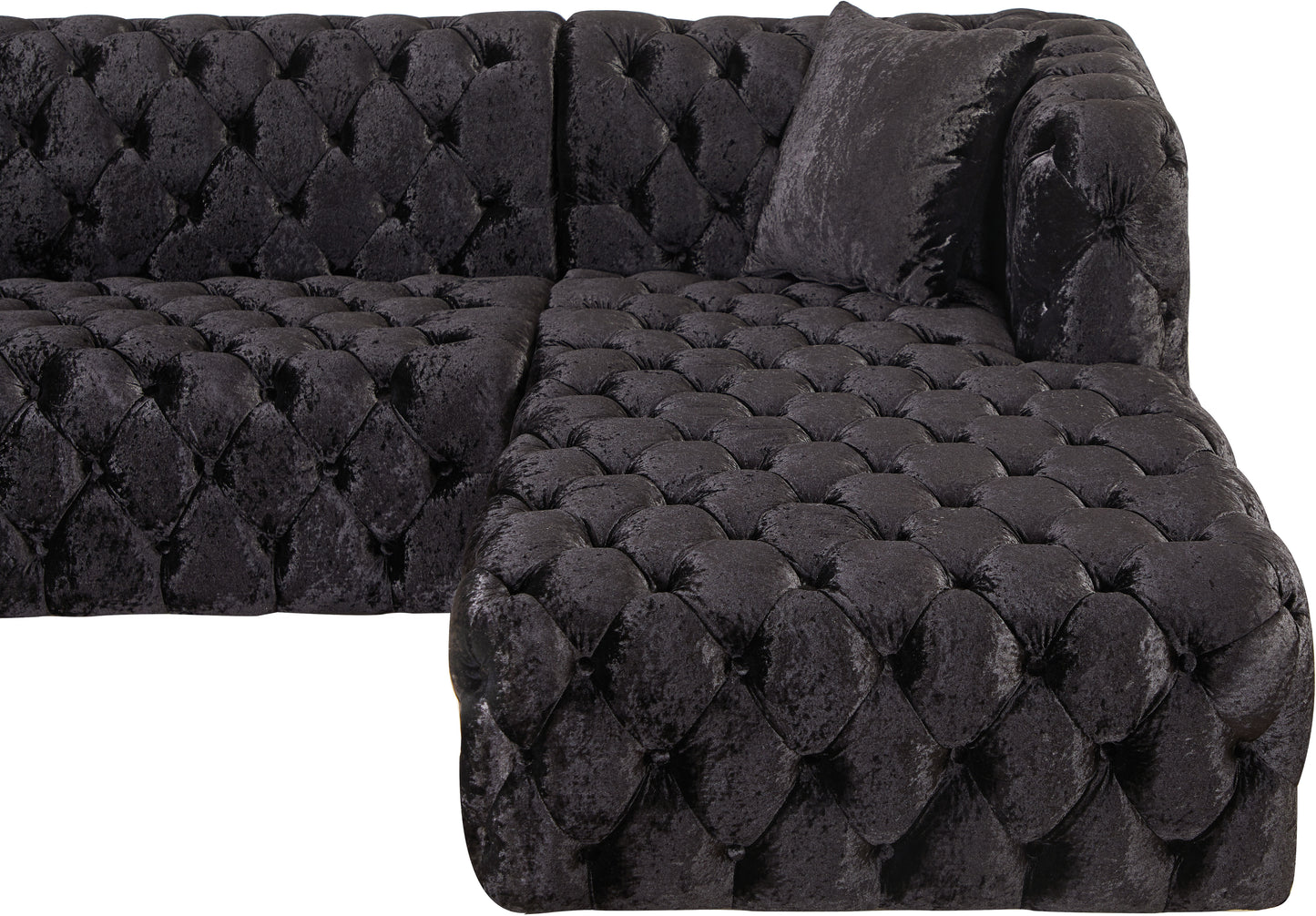 fleur black velvet 3pc. sectional (3 boxes) sectional