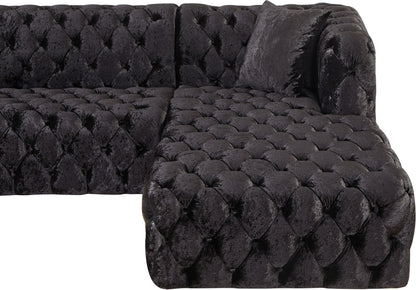 Fleur Black Velvet 3pc. Sectional (3 Boxes) Sectional