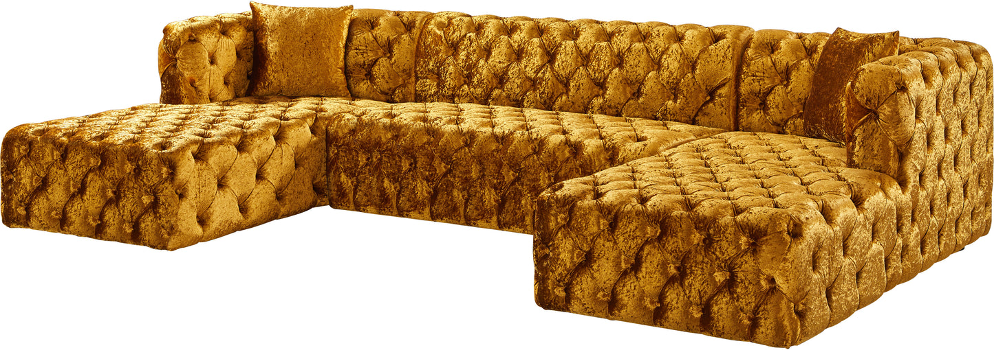 fleur gold velvet 3pc. sectional (3 boxes) sectional