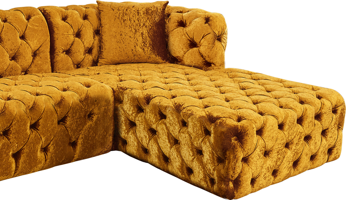 fleur gold velvet 3pc. sectional (3 boxes) sectional