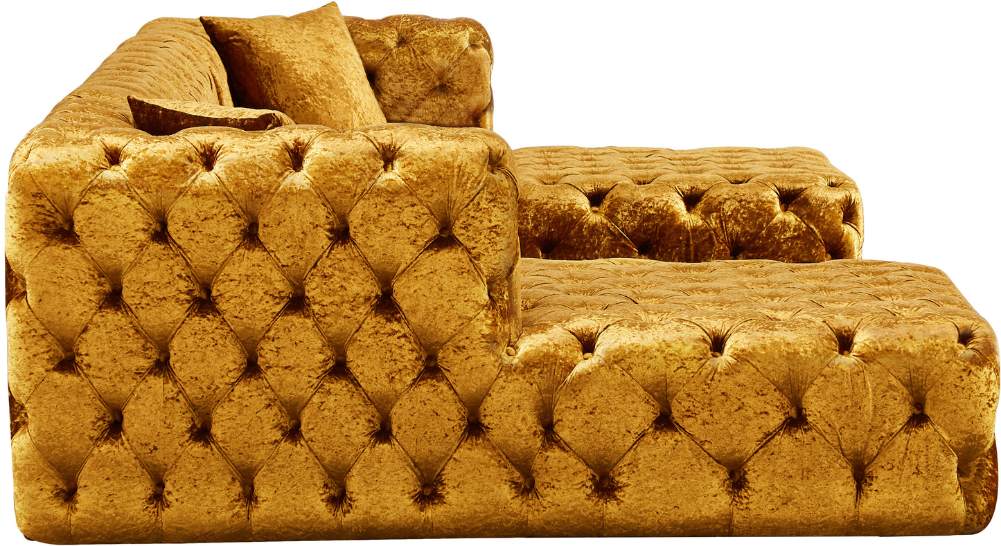 fleur gold velvet 3pc. sectional (3 boxes) sectional