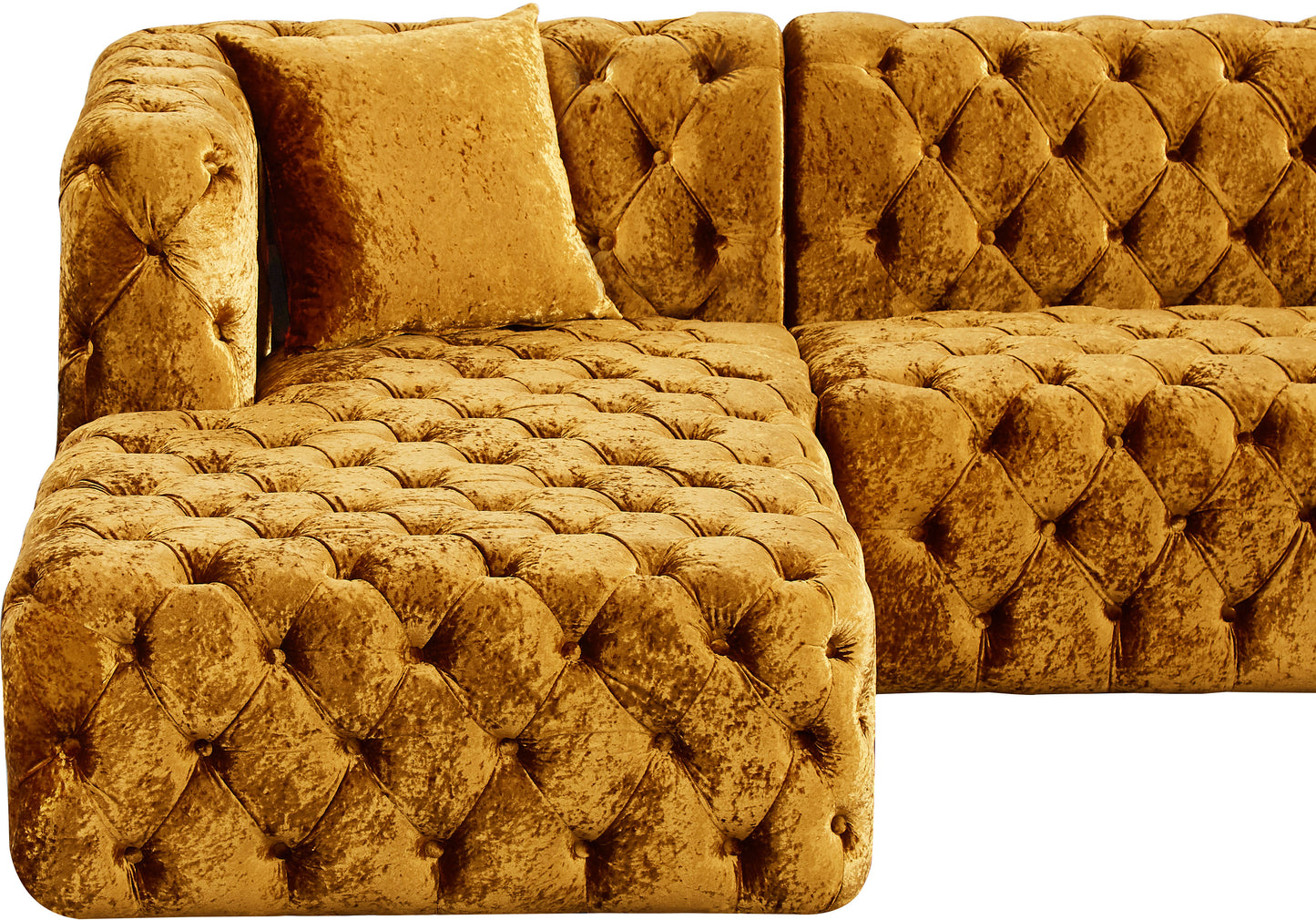 fleur gold velvet 3pc. sectional (3 boxes) sectional