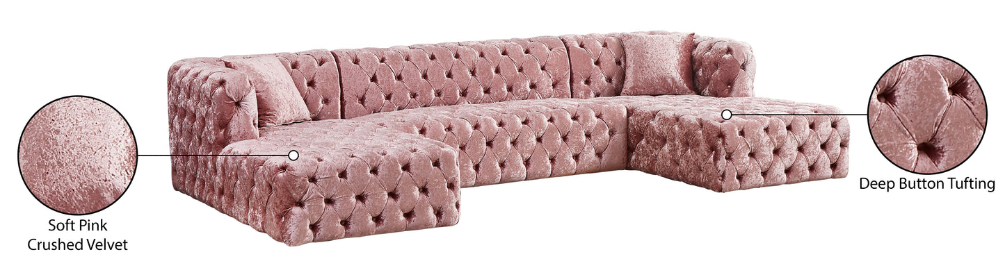 fleur pink velvet 3pc. sectional (3 boxes) sectional