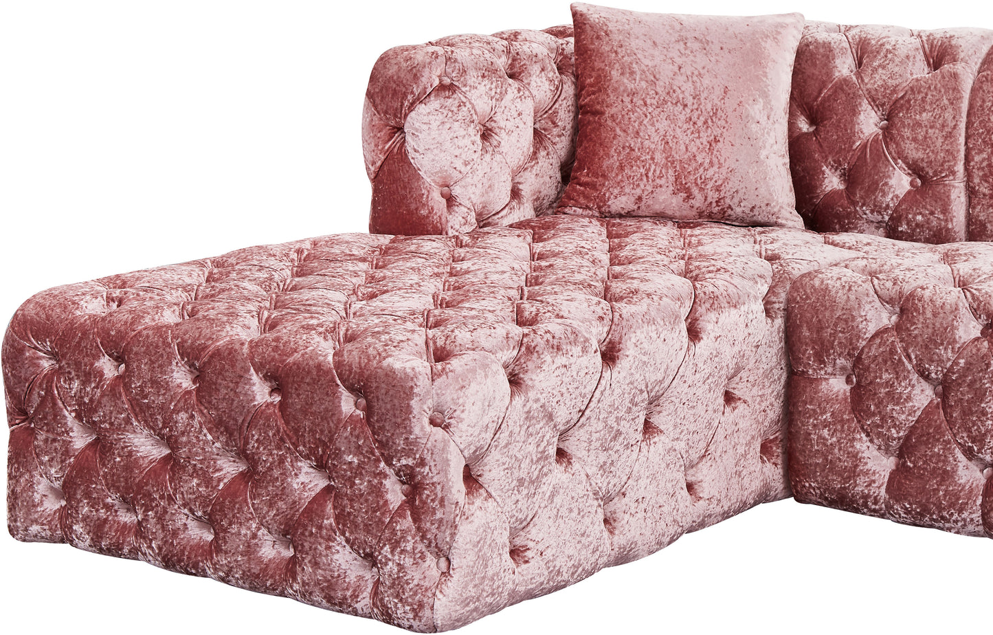 fleur pink velvet 3pc. sectional (3 boxes) sectional