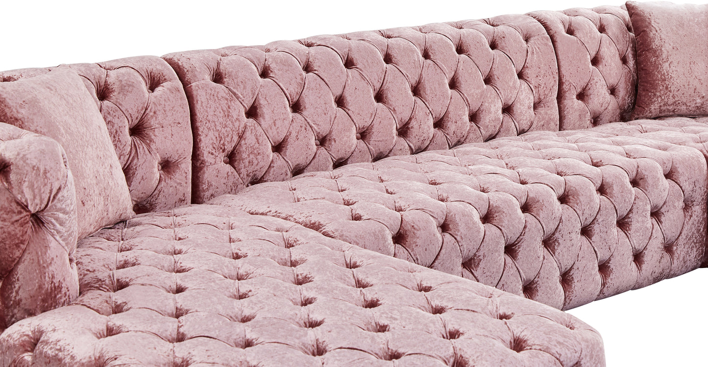 fleur pink velvet 3pc. sectional (3 boxes) sectional