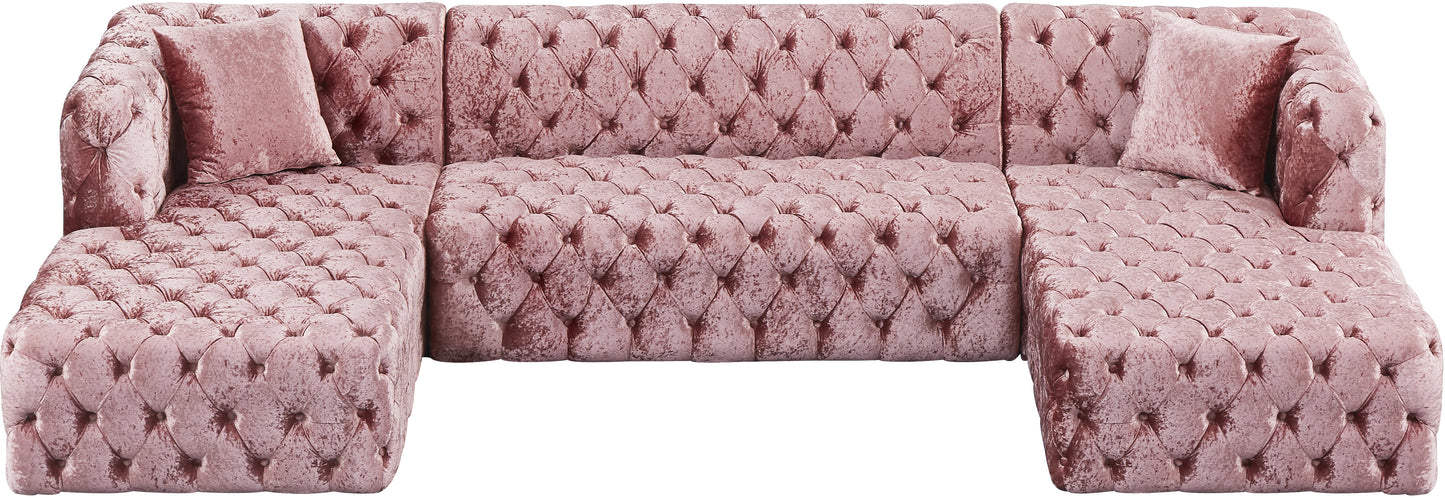 fleur pink velvet 3pc. sectional (3 boxes) sectional