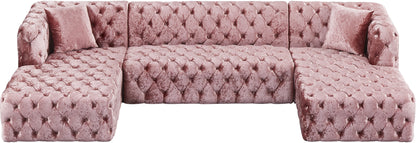 Fleur Pink Velvet 3pc. Sectional (3 Boxes) Sectional