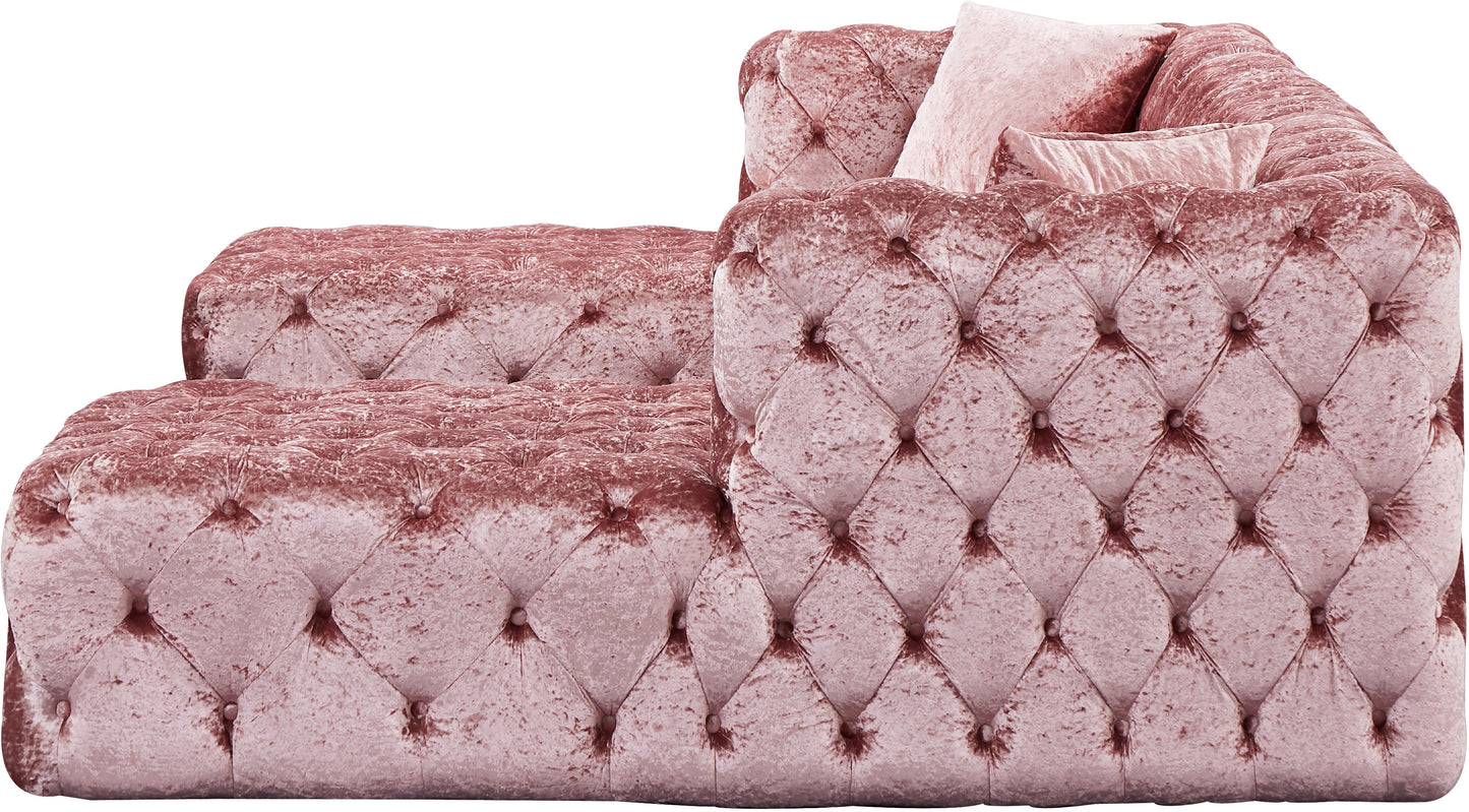 fleur pink velvet 3pc. sectional (3 boxes) sectional