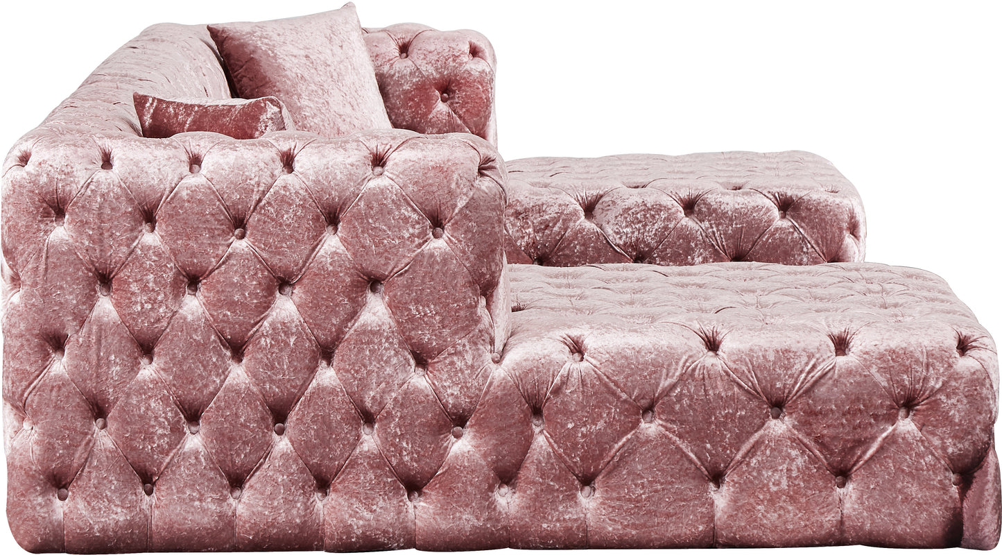 fleur pink velvet 3pc. sectional (3 boxes) sectional