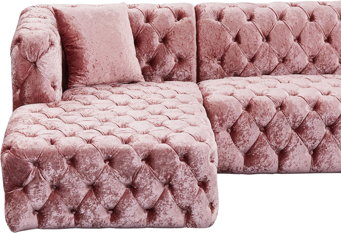 fleur pink velvet 3pc. sectional (3 boxes) sectional