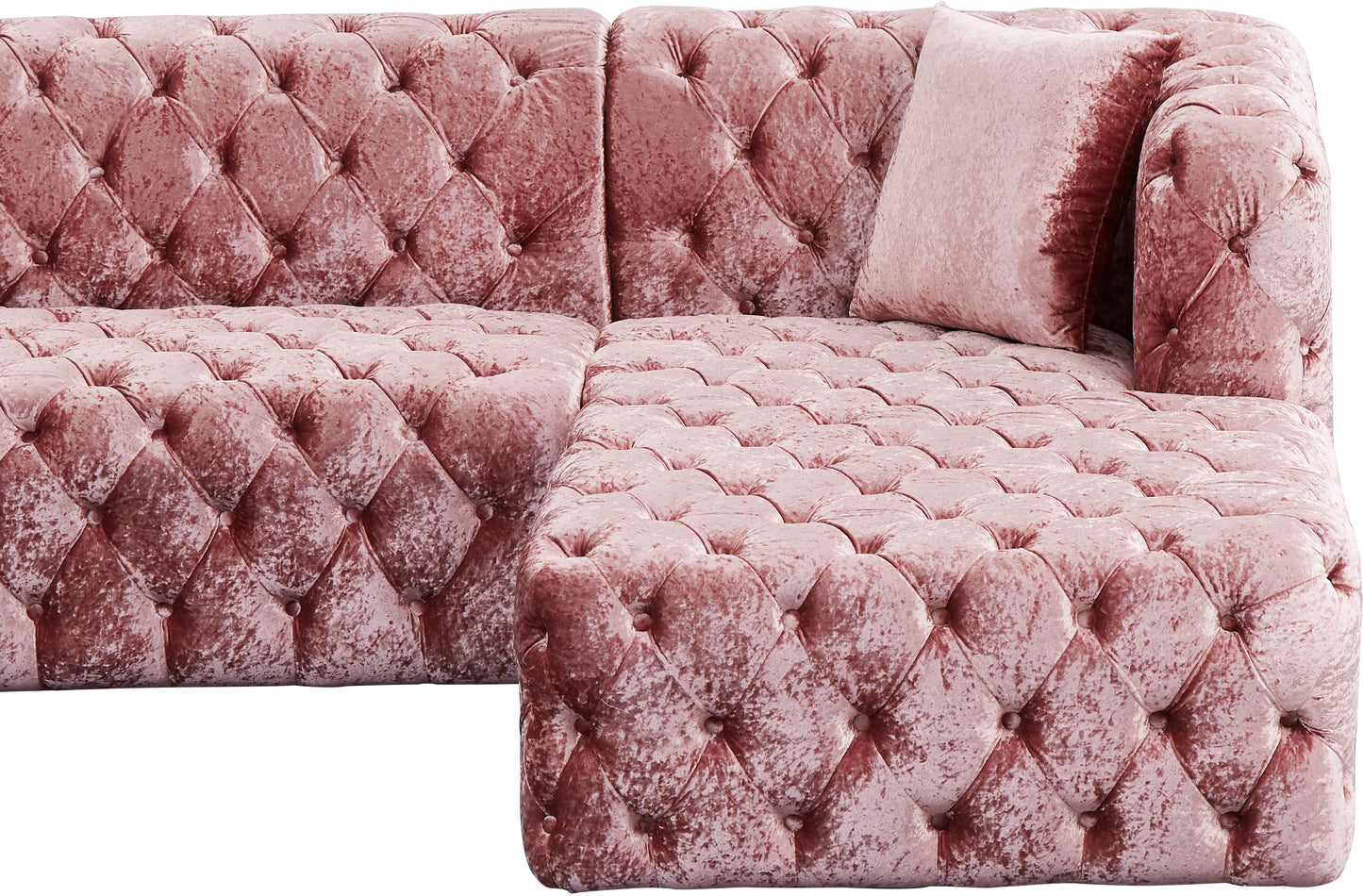 fleur pink velvet 3pc. sectional (3 boxes) sectional