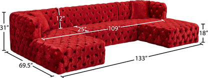 Fleur Red Velvet 3pc. Sectional (3 Boxes) Sectional