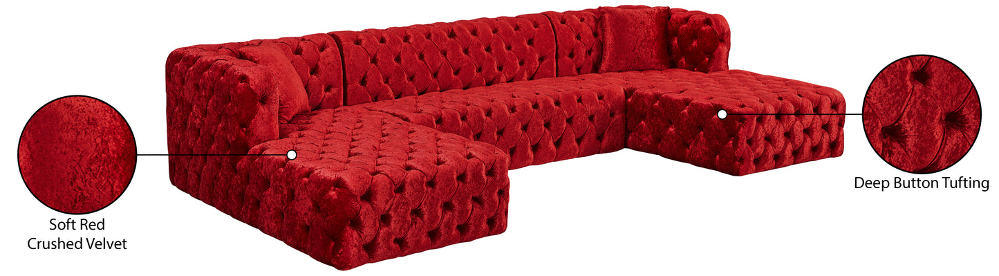 fleur red velvet 3pc. sectional (3 boxes) sectional