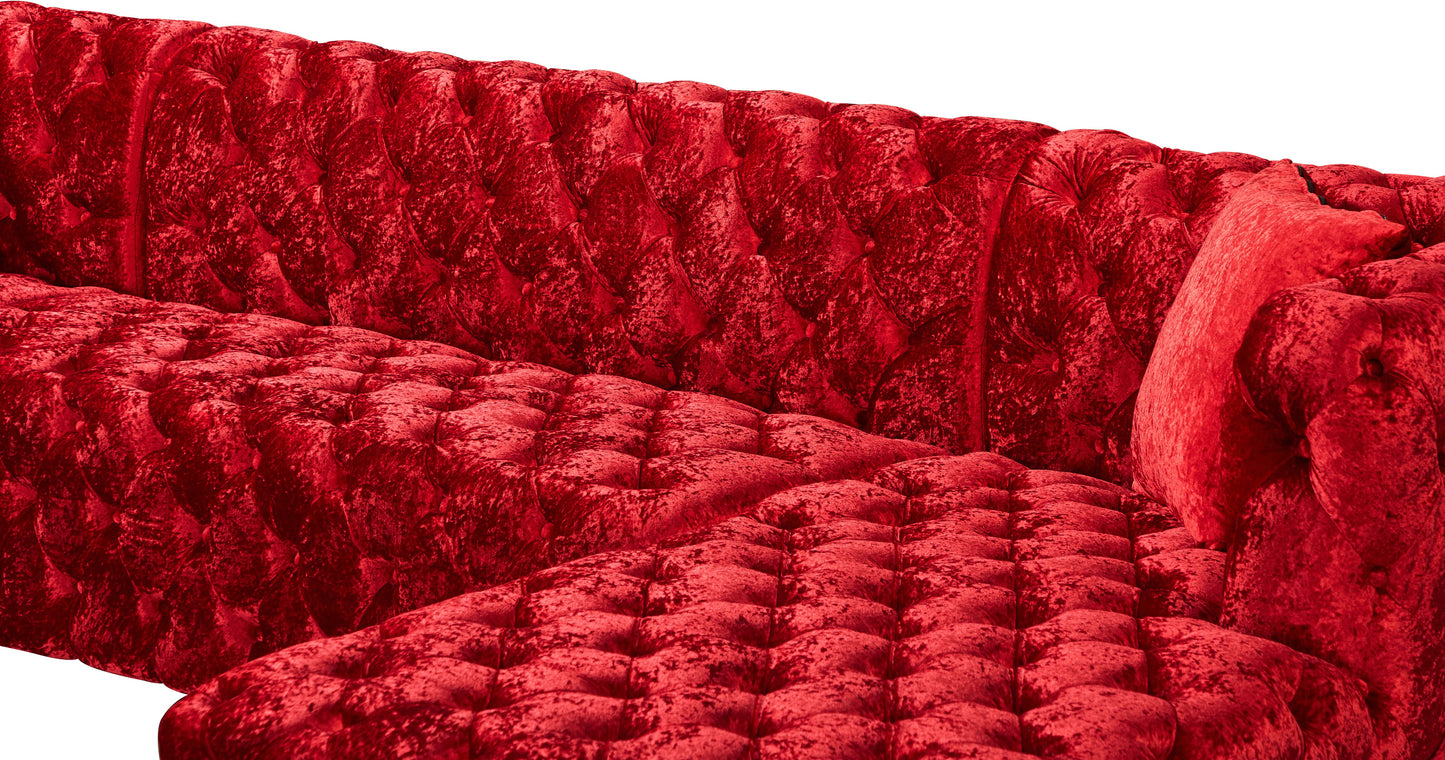 fleur red velvet 3pc. sectional (3 boxes) sectional