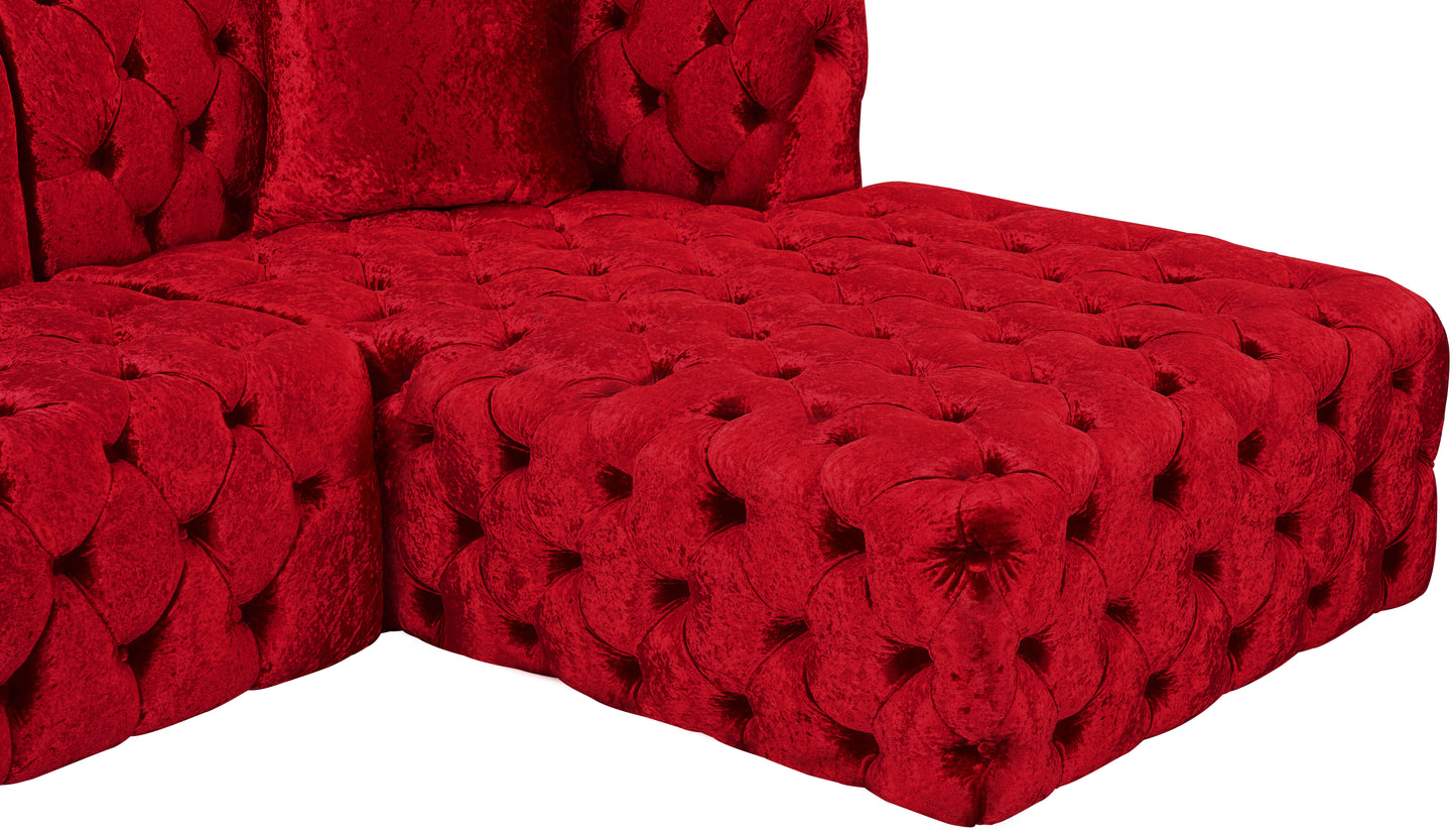 fleur red velvet 3pc. sectional (3 boxes) sectional