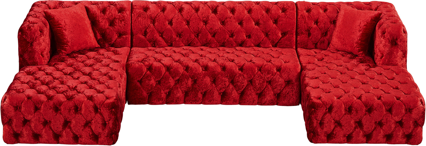 fleur red velvet 3pc. sectional (3 boxes) sectional