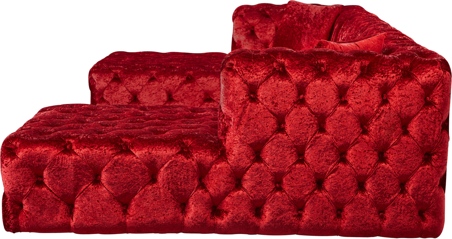 fleur red velvet 3pc. sectional (3 boxes) sectional