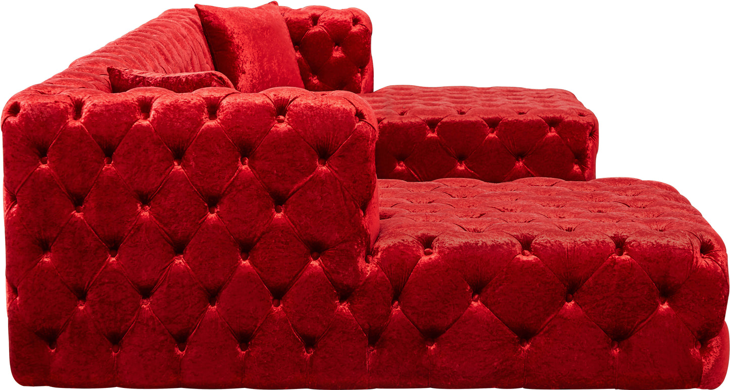 fleur red velvet 3pc. sectional (3 boxes) sectional