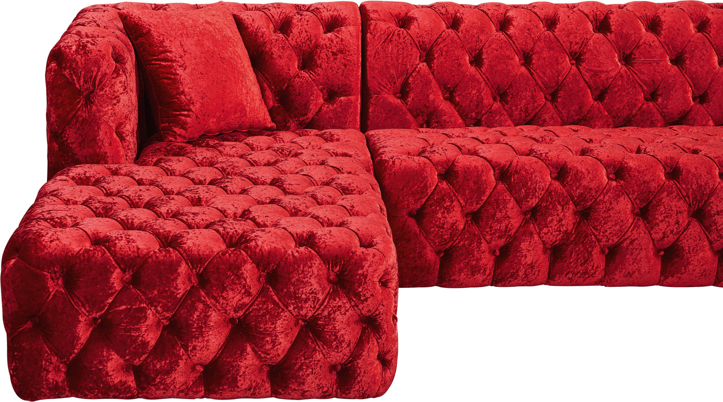 fleur red velvet 3pc. sectional (3 boxes) sectional