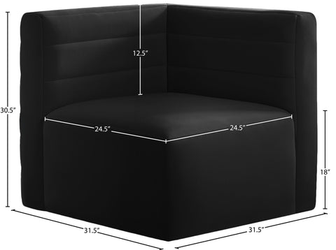 Amelia Black Velvet Modular Corner Chair Corner