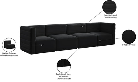 Amelia Black Velvet Modular Sofa S126