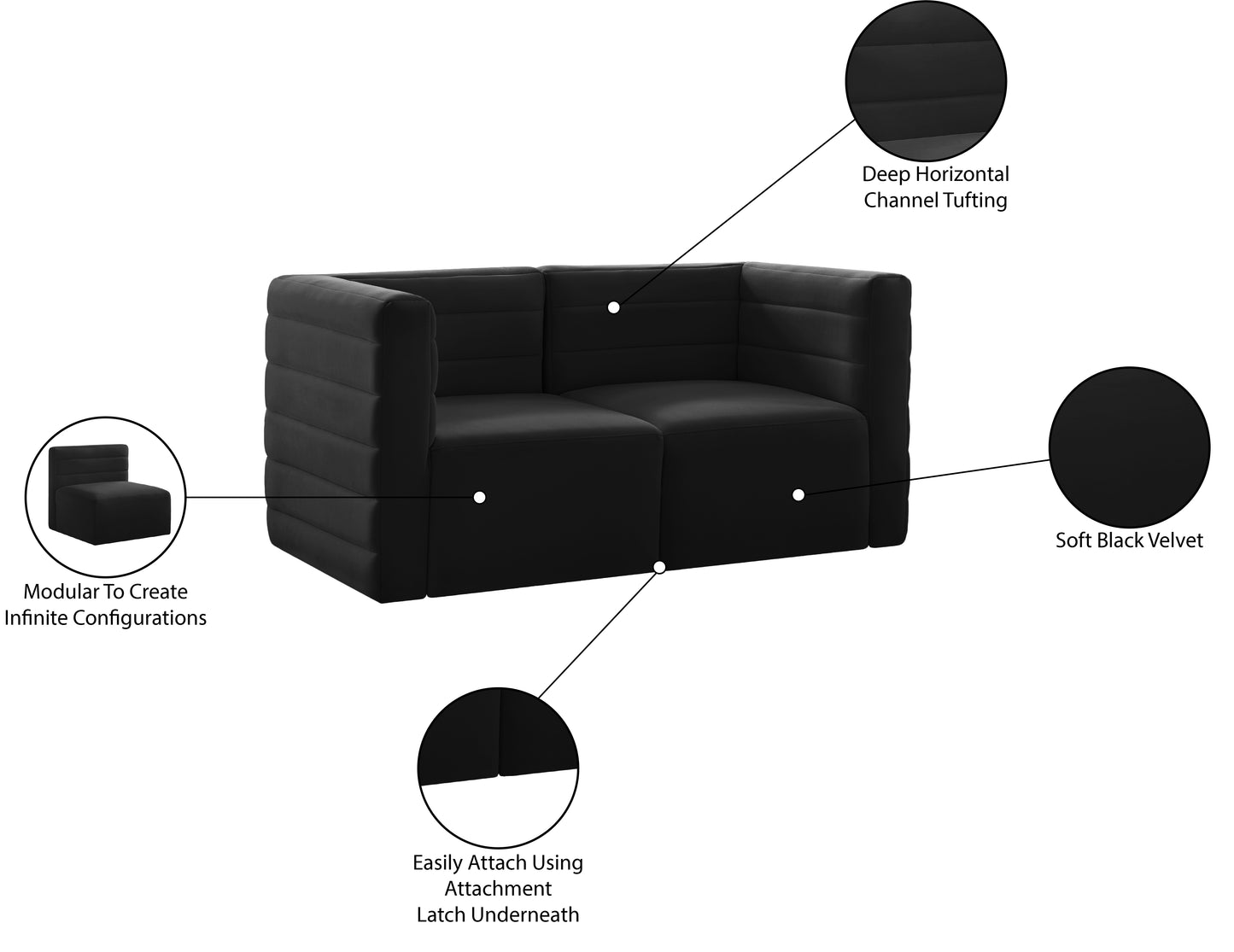 amelia black velvet modular sofa s63