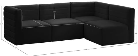 Amelia Black Velvet Modular Sectional Sec4A