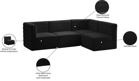 Amelia Black Velvet Modular Sectional Sec4A