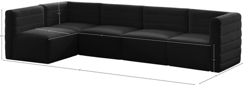 Amelia Black Velvet Modular Sectional Sec5A