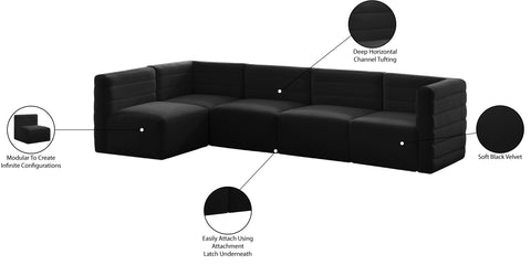 Amelia Black Velvet Modular Sectional Sec5A