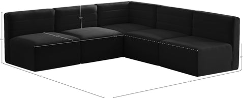 Amelia Black Velvet Modular Sectional Sec5B