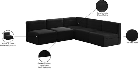 Amelia Black Velvet Modular Sectional Sec5B