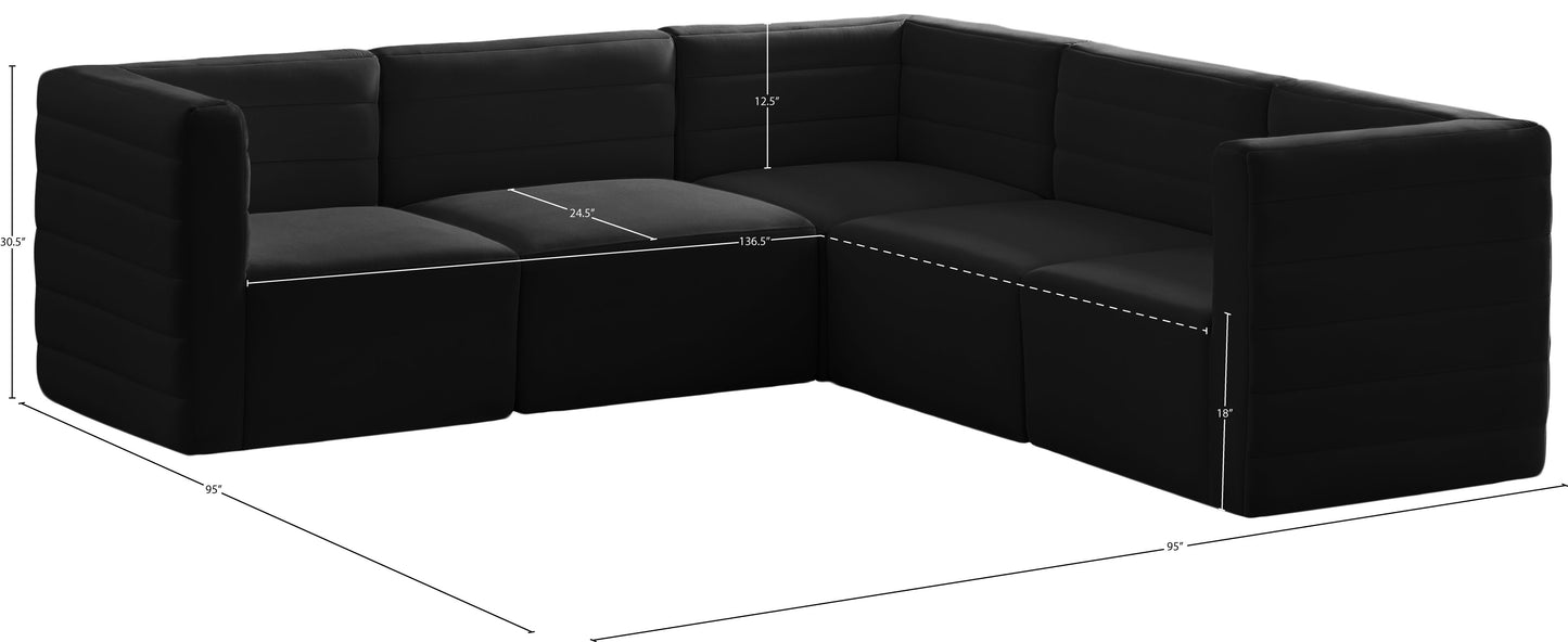 amelia black velvet modular sectional sec5c