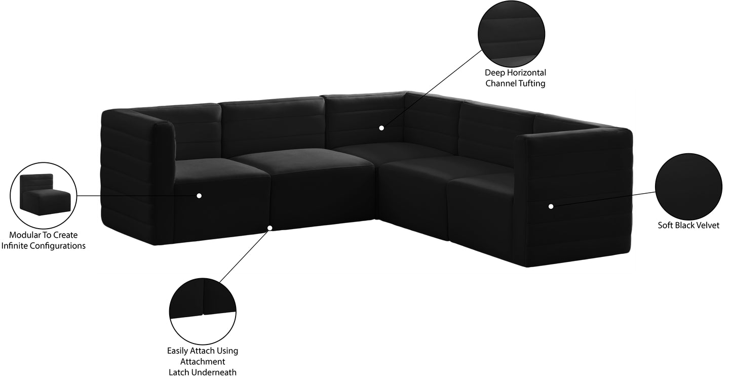 amelia black velvet modular sectional sec5c