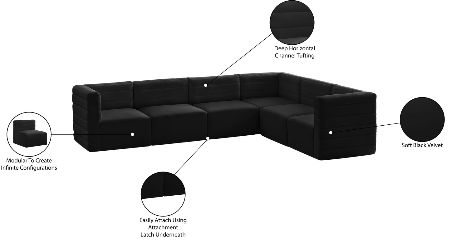 amelia black velvet modular sectional sec6a