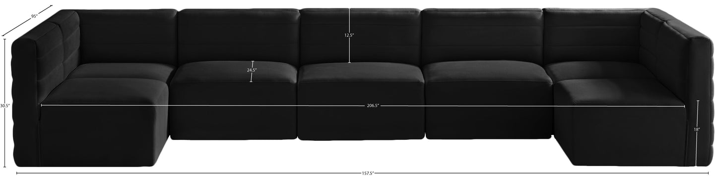 amelia black velvet modular sectional sec7b