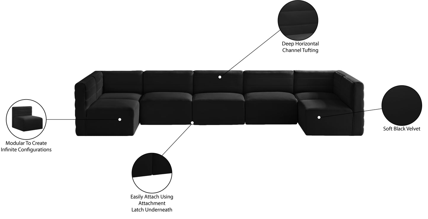 amelia black velvet modular sectional sec7b