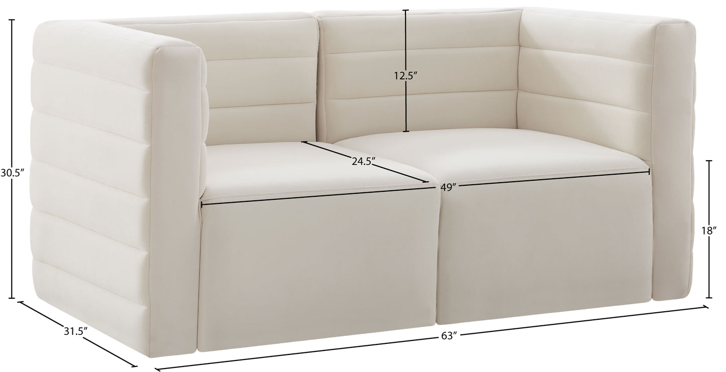amelia cream velvet modular sofa s63