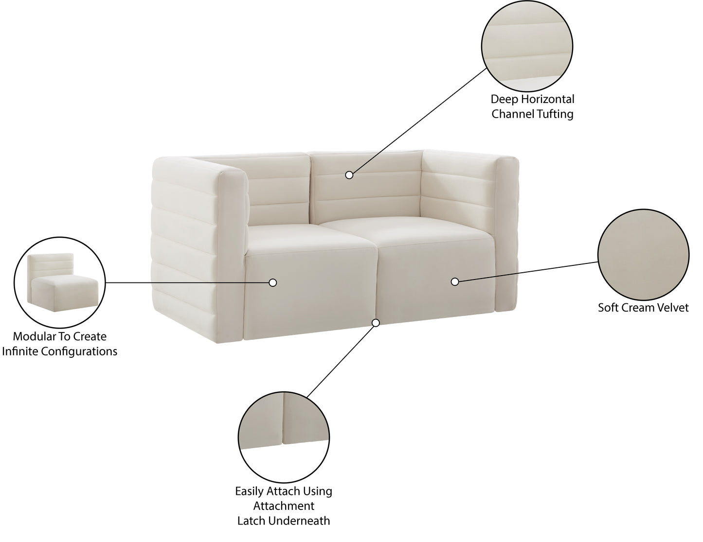 amelia cream velvet modular sofa s63