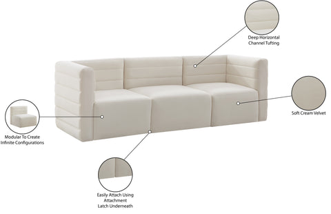 Amelia Cream Velvet Modular Sofa S95