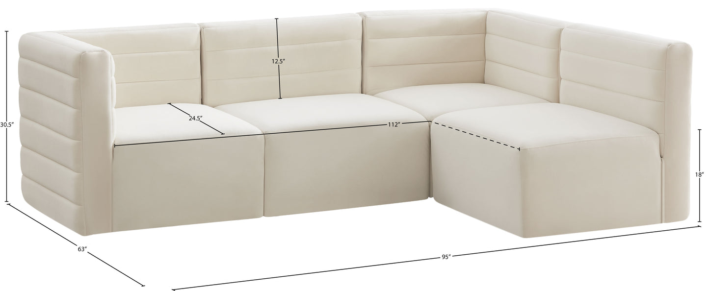 amelia cream velvet modular sectional sec4a