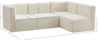 Amelia Cream Velvet Modular Sectional Sec4A