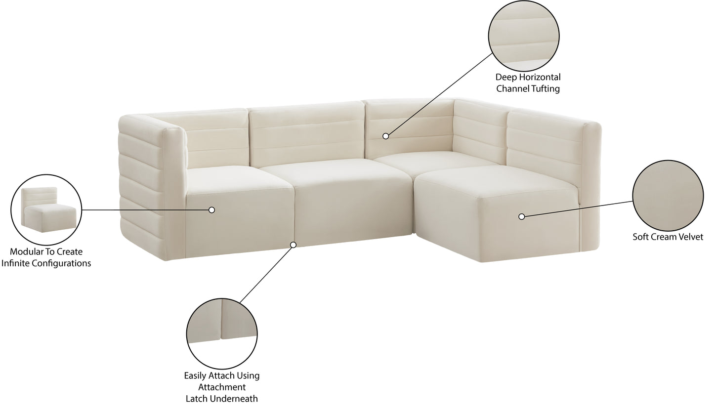 amelia cream velvet modular sectional sec4a