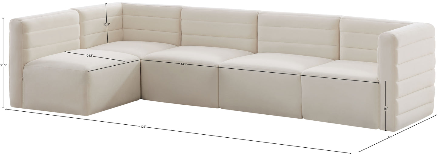 amelia cream velvet modular sectional sec5a