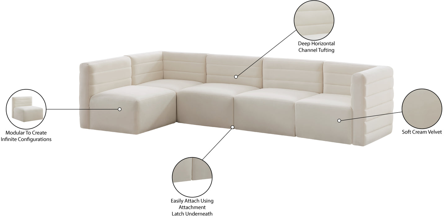 amelia cream velvet modular sectional sec5a