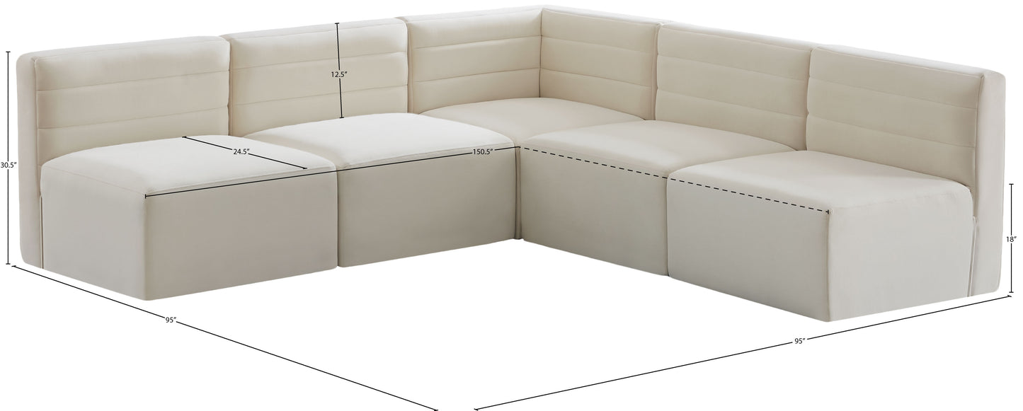 amelia cream velvet modular sectional sec5b