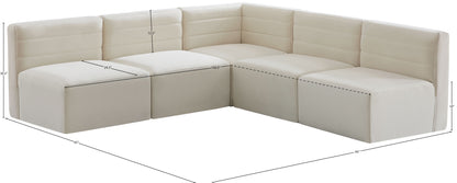 Amelia Cream Velvet Modular Sectional Sec5B