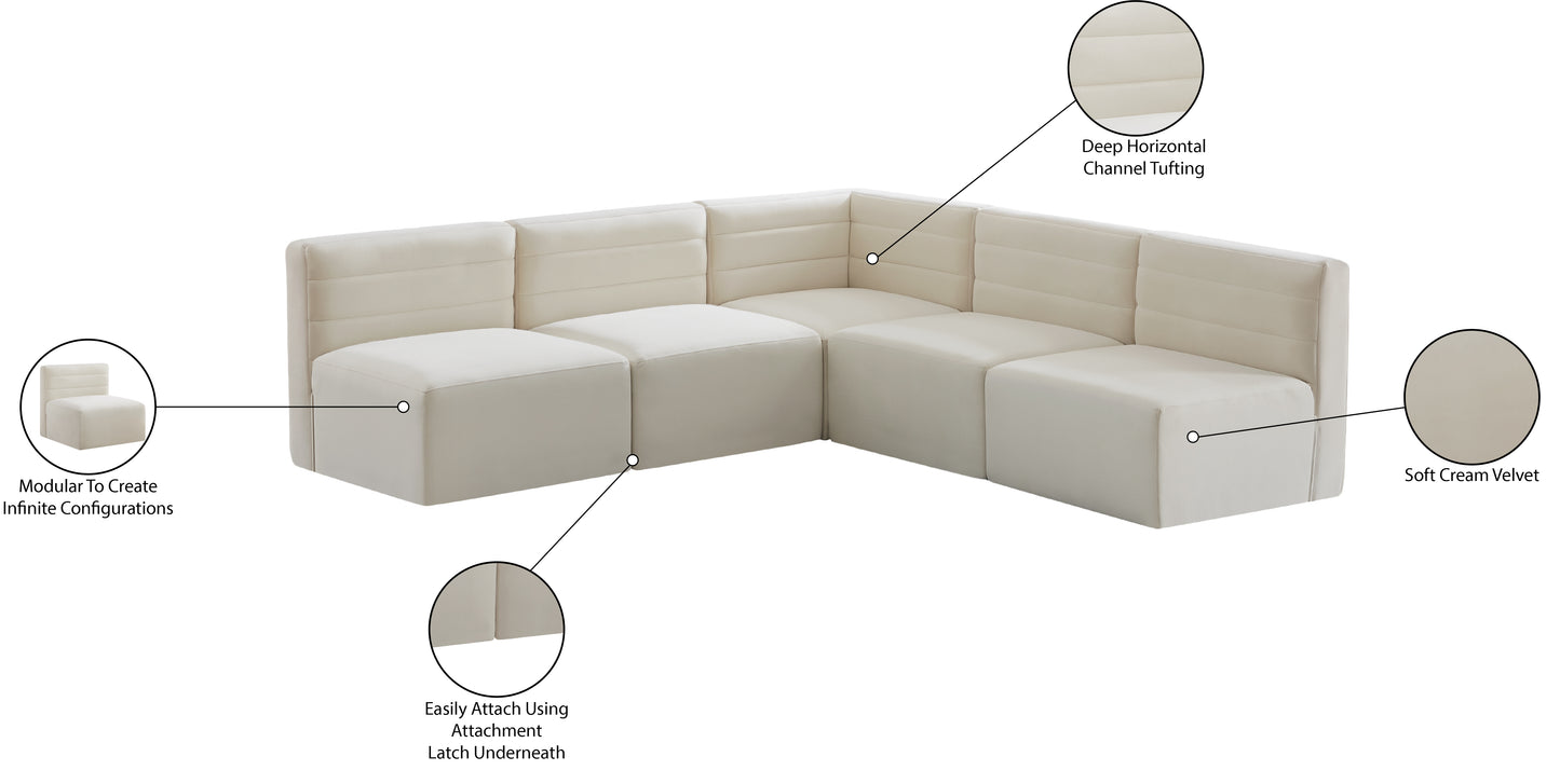 amelia cream velvet modular sectional sec5b