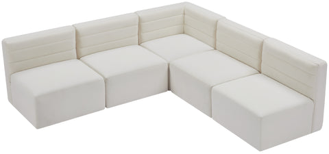 Amelia Cream Velvet Modular Sectional Sec5B