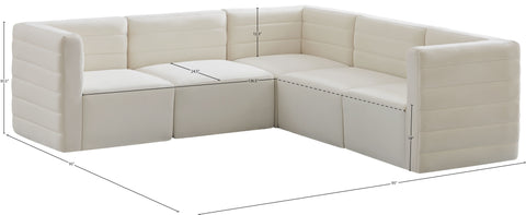 Amelia Cream Velvet Modular Sectional Sec5C